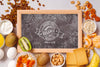 Chalkboard Mock-Up With Healthy Food Psd
