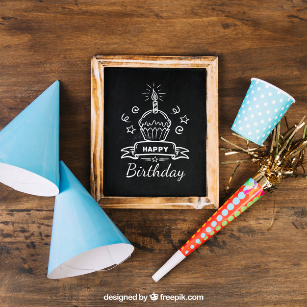 Chalkboard Mockup With Birthday Design Psd
