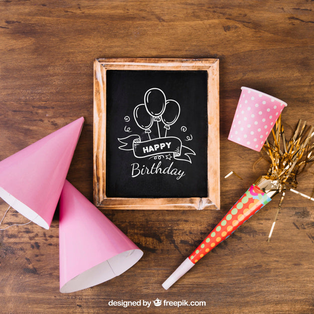 Chalkboard Mockup With Birthday Design Psd