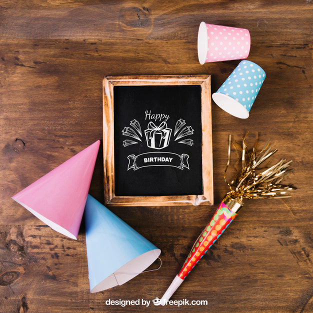 Chalkboard Mockup With Birthday Design Psd