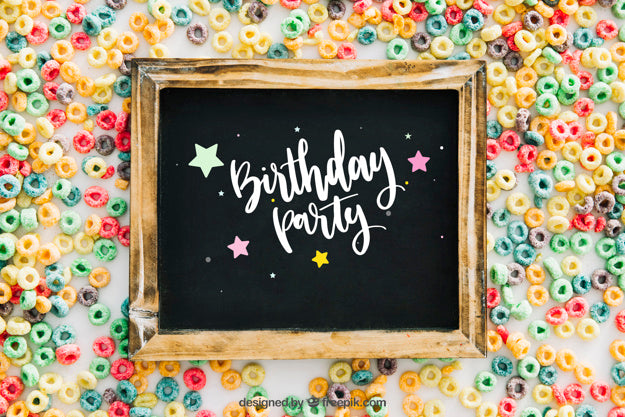 Chalkboard Mockup With Birthday Design Psd