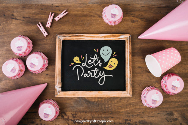 Chalkboard Mockup With Birthday Design Psd