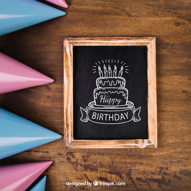 Chalkboard Mockup With Birthday Design Psd