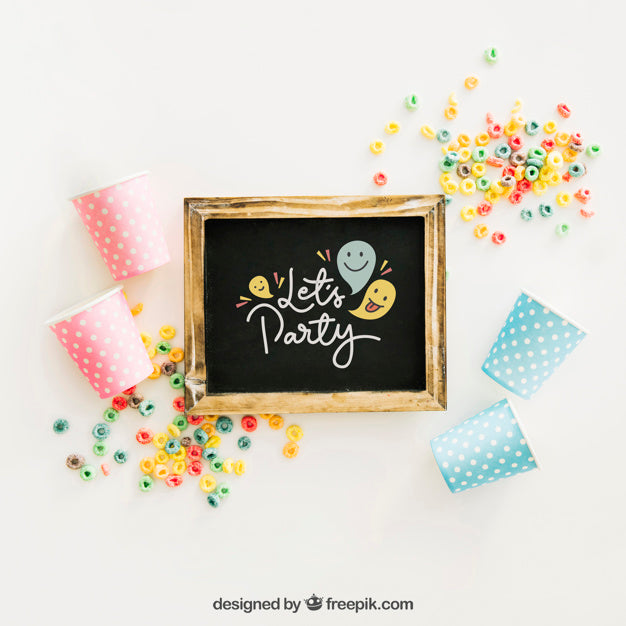Chalkboard Mockup With Birthday Design Psd
