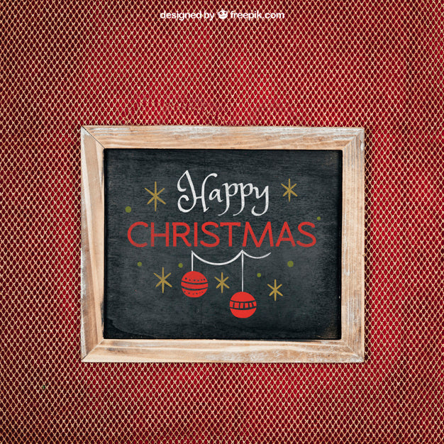 Chalkboard Mockup With Christmtas Design Psd