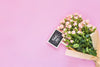 Chalkboard Mockup With Floral Decoration Psd