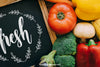 Chalkboard Mockup With Vegetable Designs Psd