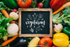 Chalkboard Mockup With Vegetable Designs Psd