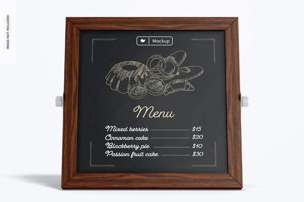 Chalkboard Reversible Menu Mockup, Front View Psd