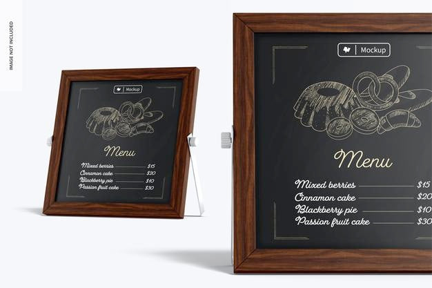 Chalkboard Reversible Menus Mockup, Close Up Psd