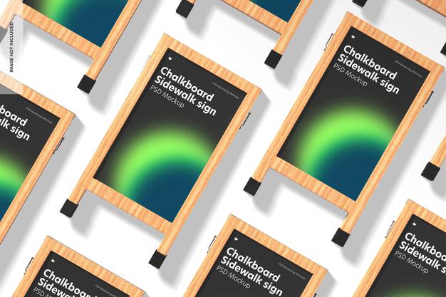 Chalkboard Sidewalk Sign Set Mockup Psd
