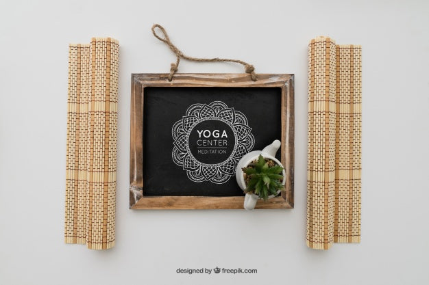 Chalkboard With Yoga Drawing Psd