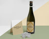 Champagne Bottle Mock-Up And Ribbon Bow Psd
