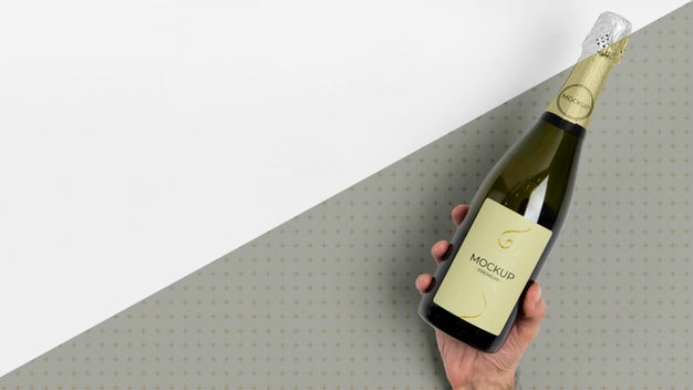 Champagne Bottle Mock-Up Copy Space Psd