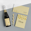 Champagne Bottle Mock-Up Invitation And Envelope Psd