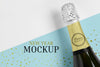 Champagne Bottle Mock-Up Top View Psd