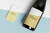 Champagne Bottle Mock-Up With Business Card With Same Design Psd