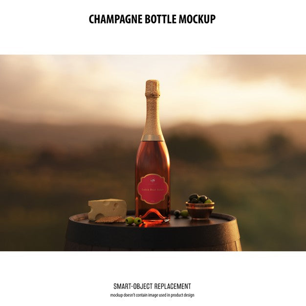 Champagne Bottle Mockup Psd