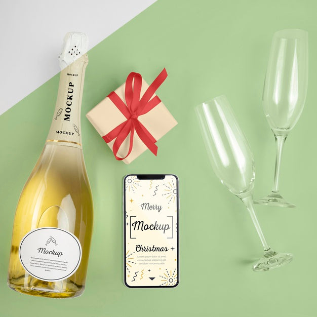 Champagne Bottle With Mock-Up Psd