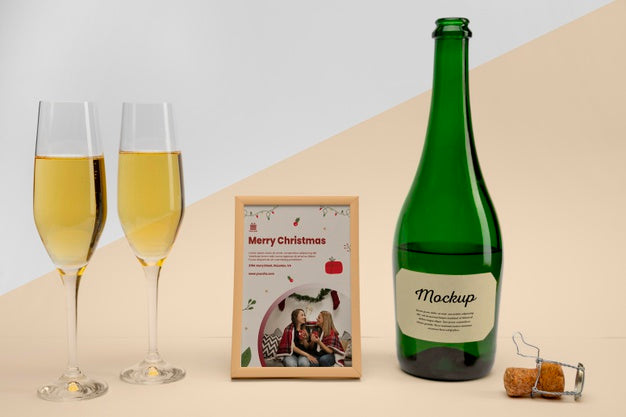 Champagne Bottle With Mock-Up Psd