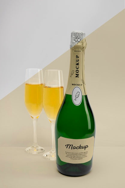 Champagne Bottle With Mock-Up Psd
