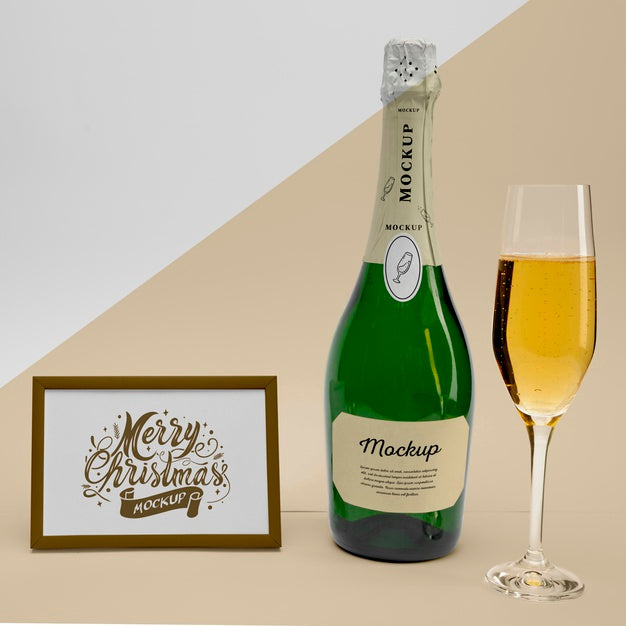 Champagne Bottle With Mock-Up Psd