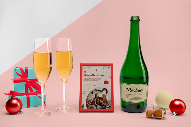 Champagne Bottle With Mock-Up Psd