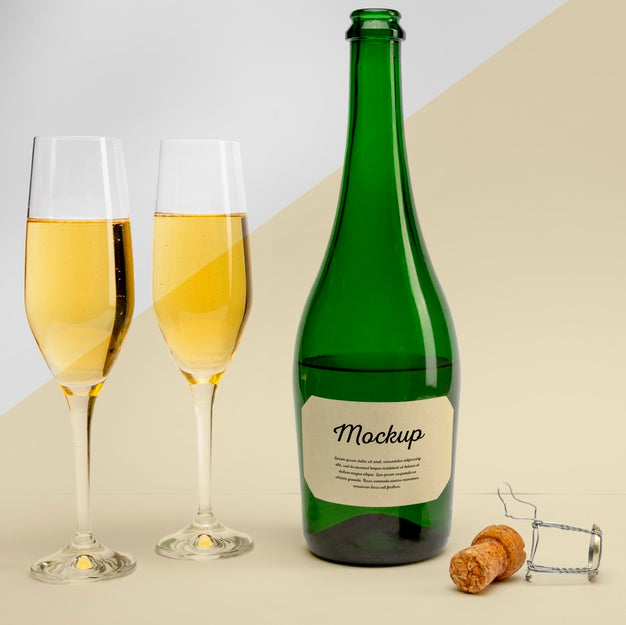 Champagne Bottle With Mock-Up Psd