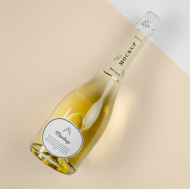 Clear Bottle With White Champagne Mockup - Free Download Images