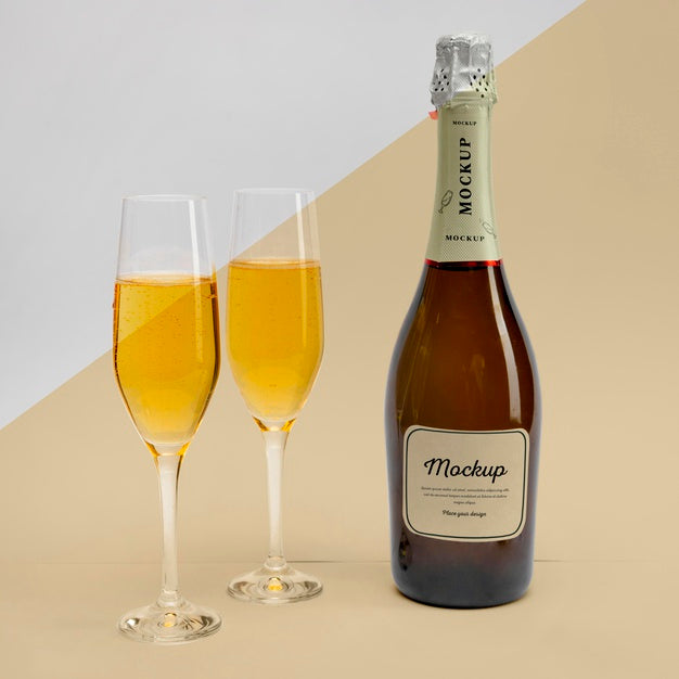 Champagne Bottle With Mock-Up Psd