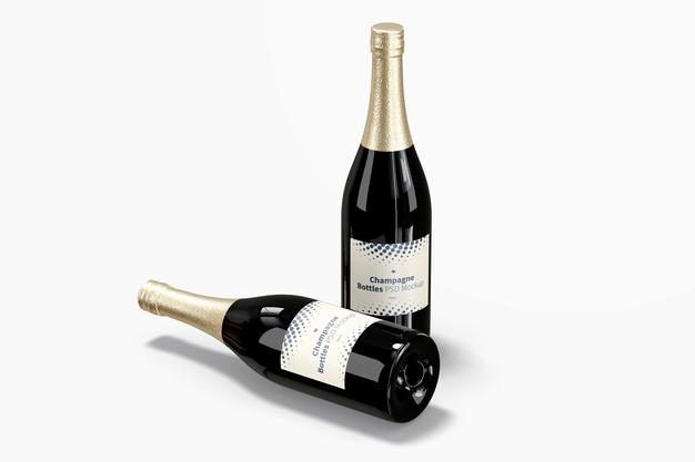 Champagne Bottles Mockup Psd