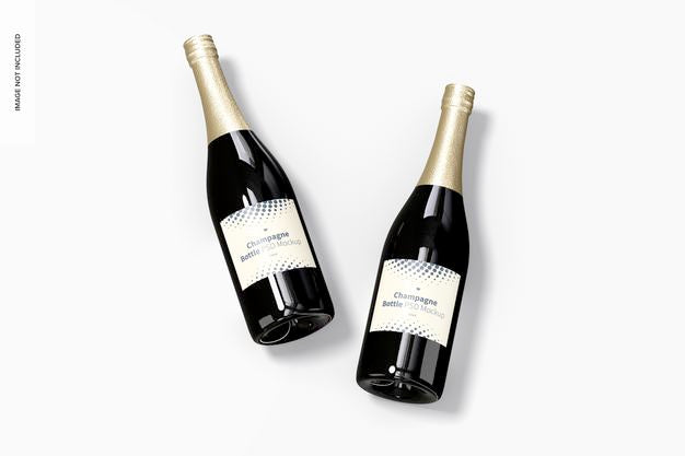 Champagne Bottles Mockup, Top View Psd