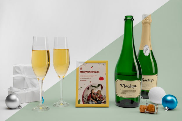 Champagne Bottles With Mock-Up Psd