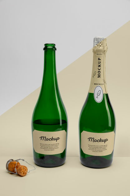 Champagne Bottles With Mock-Up Psd