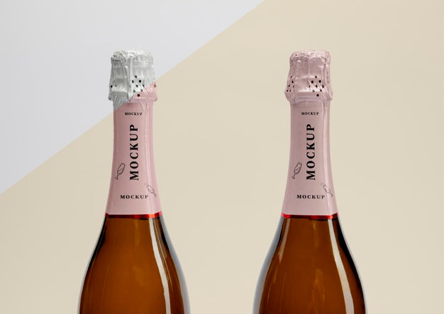 Champagne Bottles With Mock-Up Psd