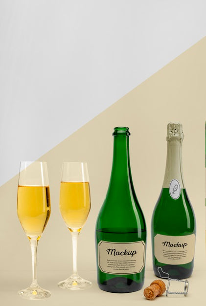 Champagne Bottles With Mock-Up Psd