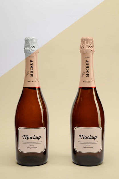 Champagne Bottles With Mock-Up Psd