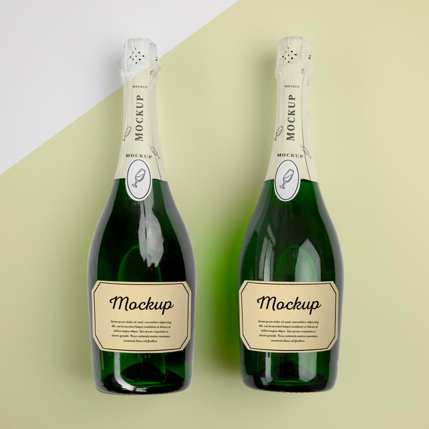 Champagne Bottles With Mock-Up Psd