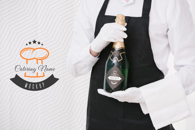 Champagne Next To Catering Name Placeholder Psd