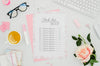 Check List And Roses Botanical Mock-Up Psd