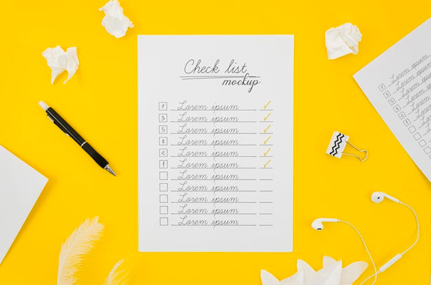 Checklist Everyday Stationery Mock-Up Psd