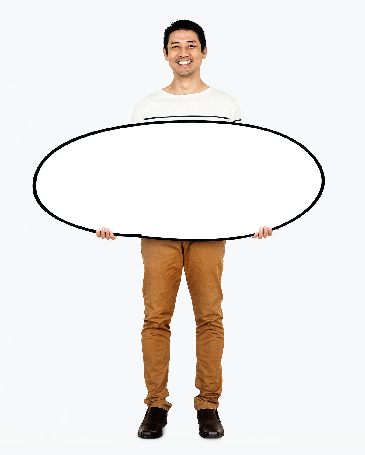 Cheerful Man Holding A Blank White Board