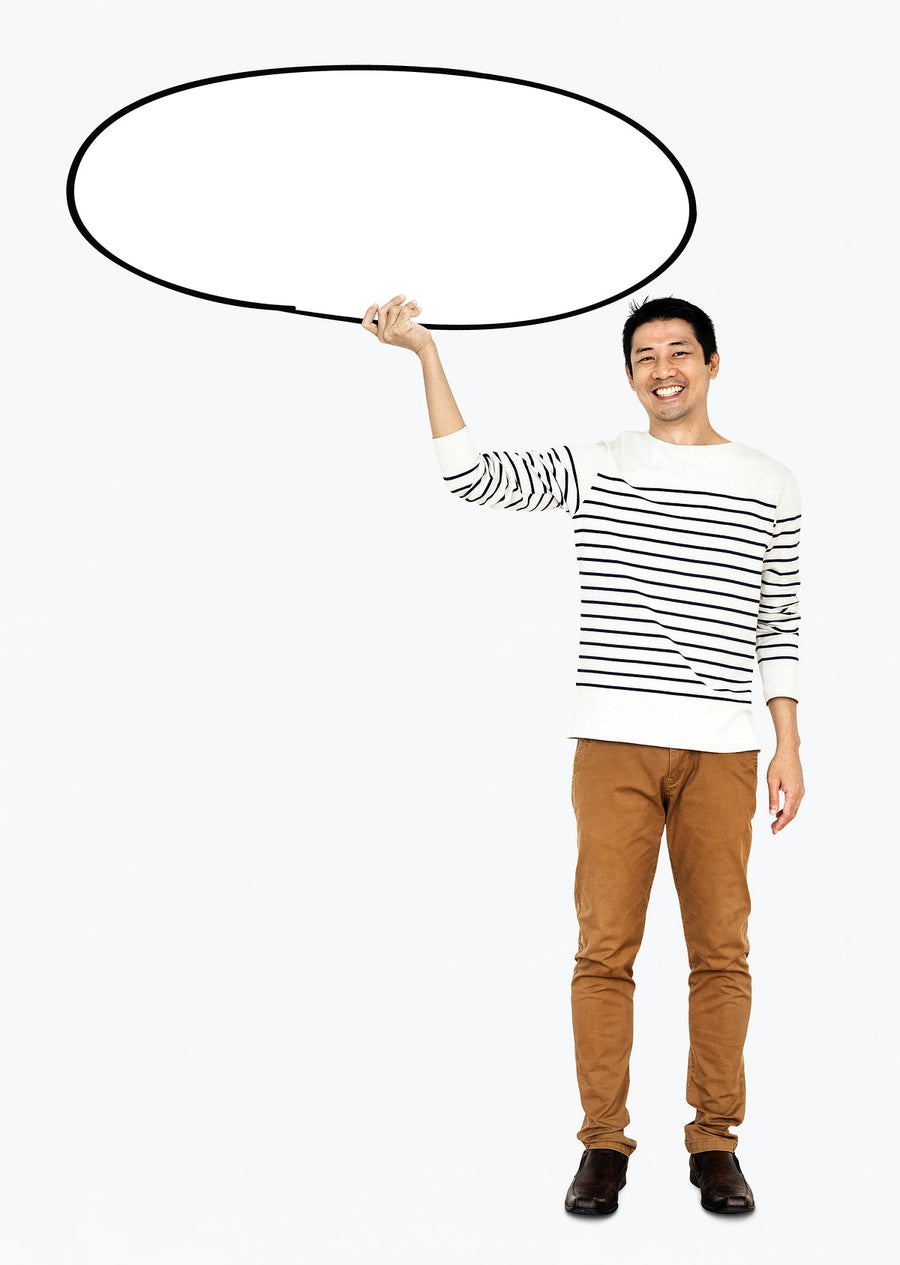 Cheerful Man Holding A Blank White Board