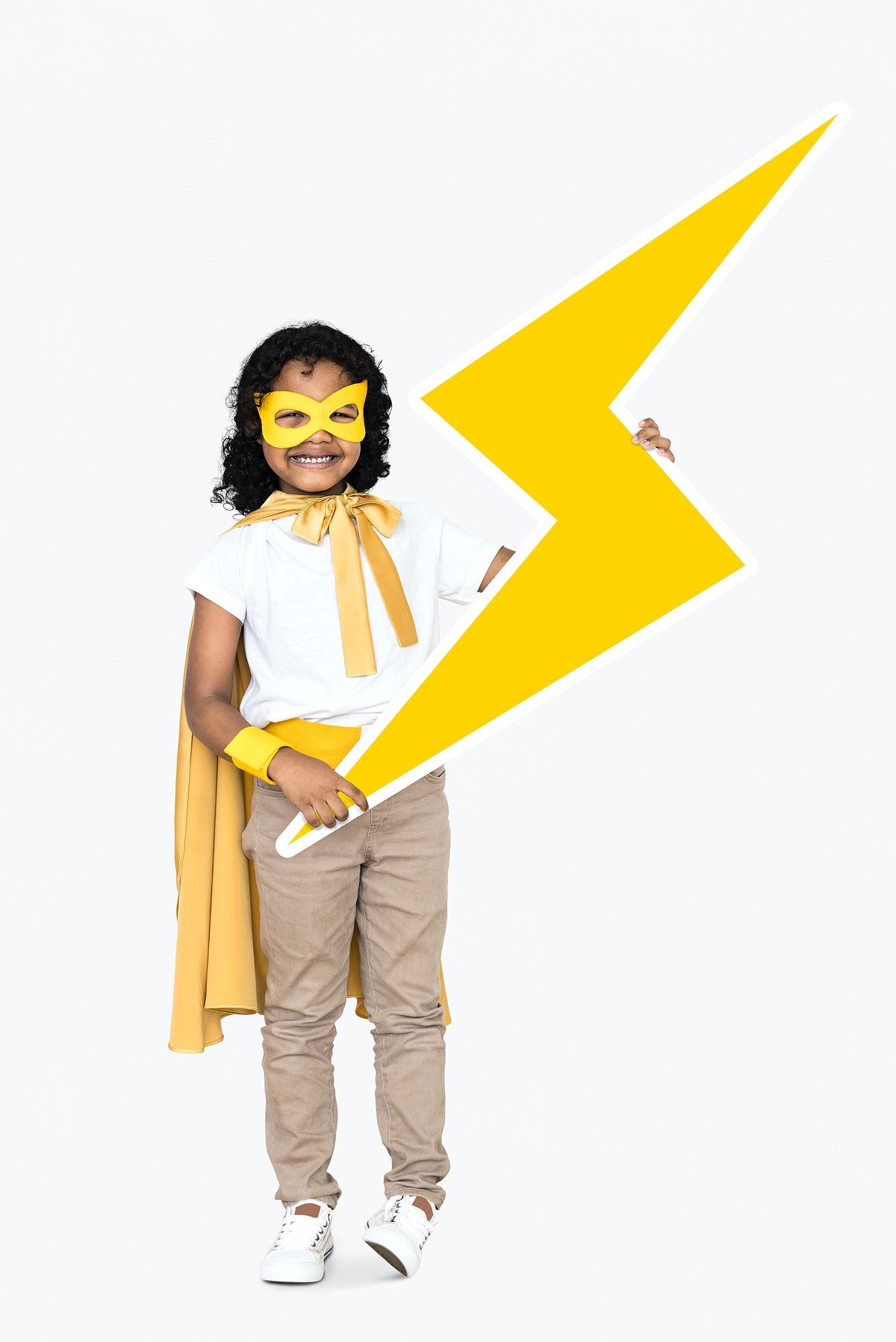 Cheerful Superhero With A Lightning Bolt