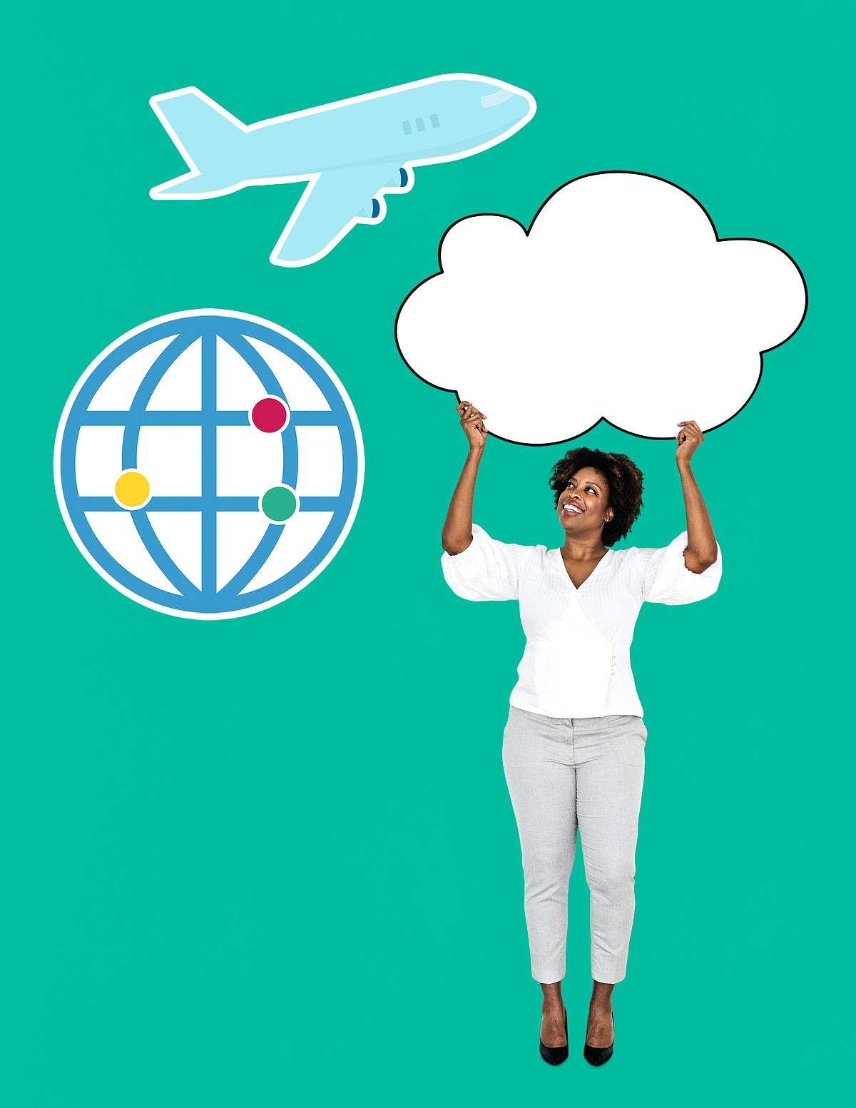 Cheerful Woman Planning For Her Flight