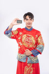 Chinese Man Hold Blank Credit Card Mockup Psd