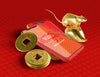 Chinese New Year Concept With Phone Mock-Up And Golden Rat Psd