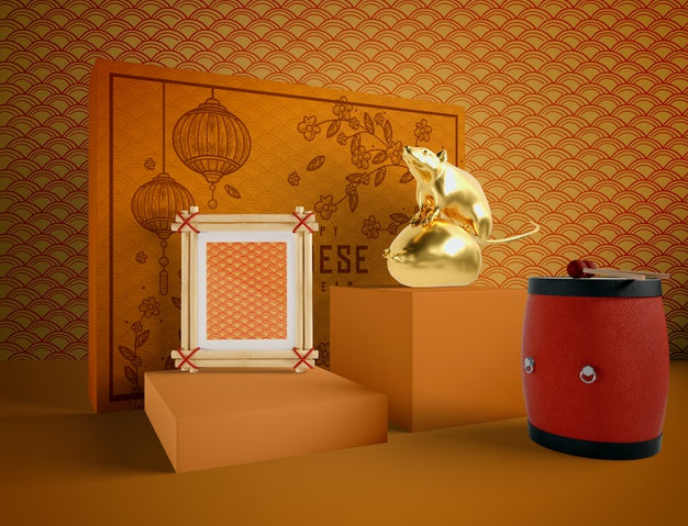 Chinese New Year Golden Rat Psd