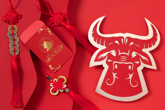 Chinese New Year Isometric Mock-Up Elements Assortment Psd
