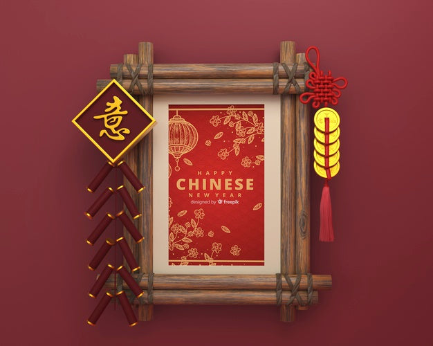 Chinese New Year Thematic Frame With Mokc-Up Psd